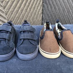 2 Pairs Of BabyGap Toddler Kids Canvas Velcro And Slip On Boy’s Shoes Size 8