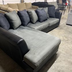 2 Tome Grey Blue L Shaped Sectional Couch “WE DELIVER”