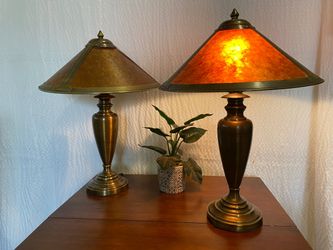 Brass and Copper Tiffany Style Table Lamp (Set of 2)