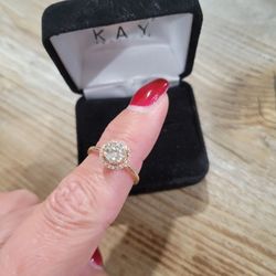 Rose Gold 1.0 Carat Main Stone, Halo Setting Ring Size 6.5