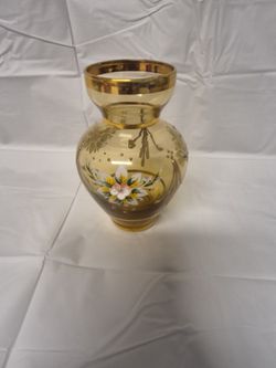 Murano Amber 5" Hand Painted Vase