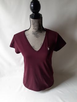Polo Ralph Lauren women's burgundy short sleeve v-neck top size S
