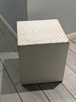 White Wood Cube Side Table Stool
