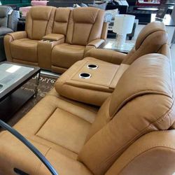 CAPPUCCİNO POWER RECLINING SOFA and LOVESEAT MASSAGE AND HEATED SEATS WİTH İNTEREST FREE PAYMENT OPTİONS 