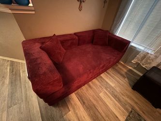 Red Corduroy Sofa / Daybed – Great Condition
