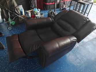 Brown leather recliner