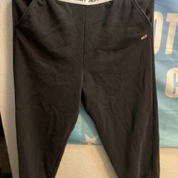 Tommy Jeans Womens L Black High Rise Logo Tape Waistband Joggers