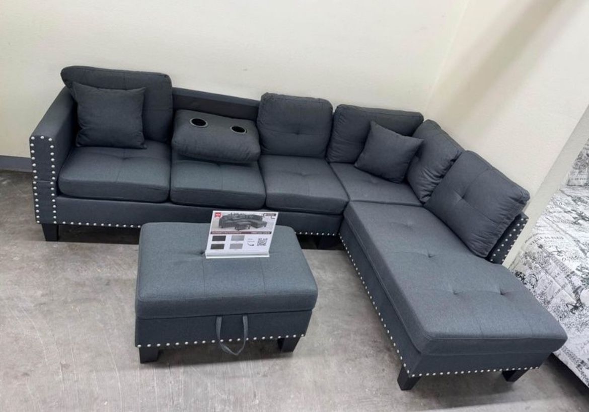 ποΈ NEW Grey Bargain Comfy Sectional Reversible w/Pillows π Avail ποΈ