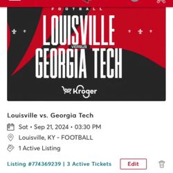 3 Tickets Louisville / Georgia Tech Football $35 Ea