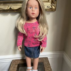 Stunning Gotz Doll18” Blonde Hair Blue Hand painted  Eyes Marked 525