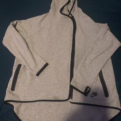 Nike Hoodie Women's Gray Tech Fleece Asymmetric Zip Athletic Pockets