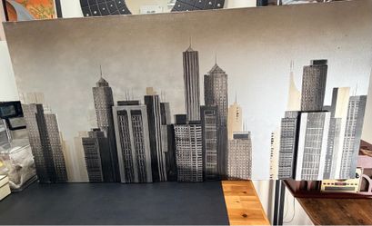 Large 3D City Skyline Canvas Wall Art – 54” x 27”