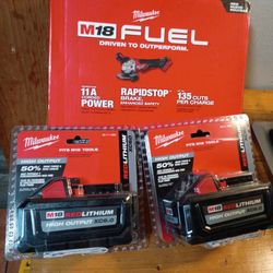 Milwaukee grinder & batteries 