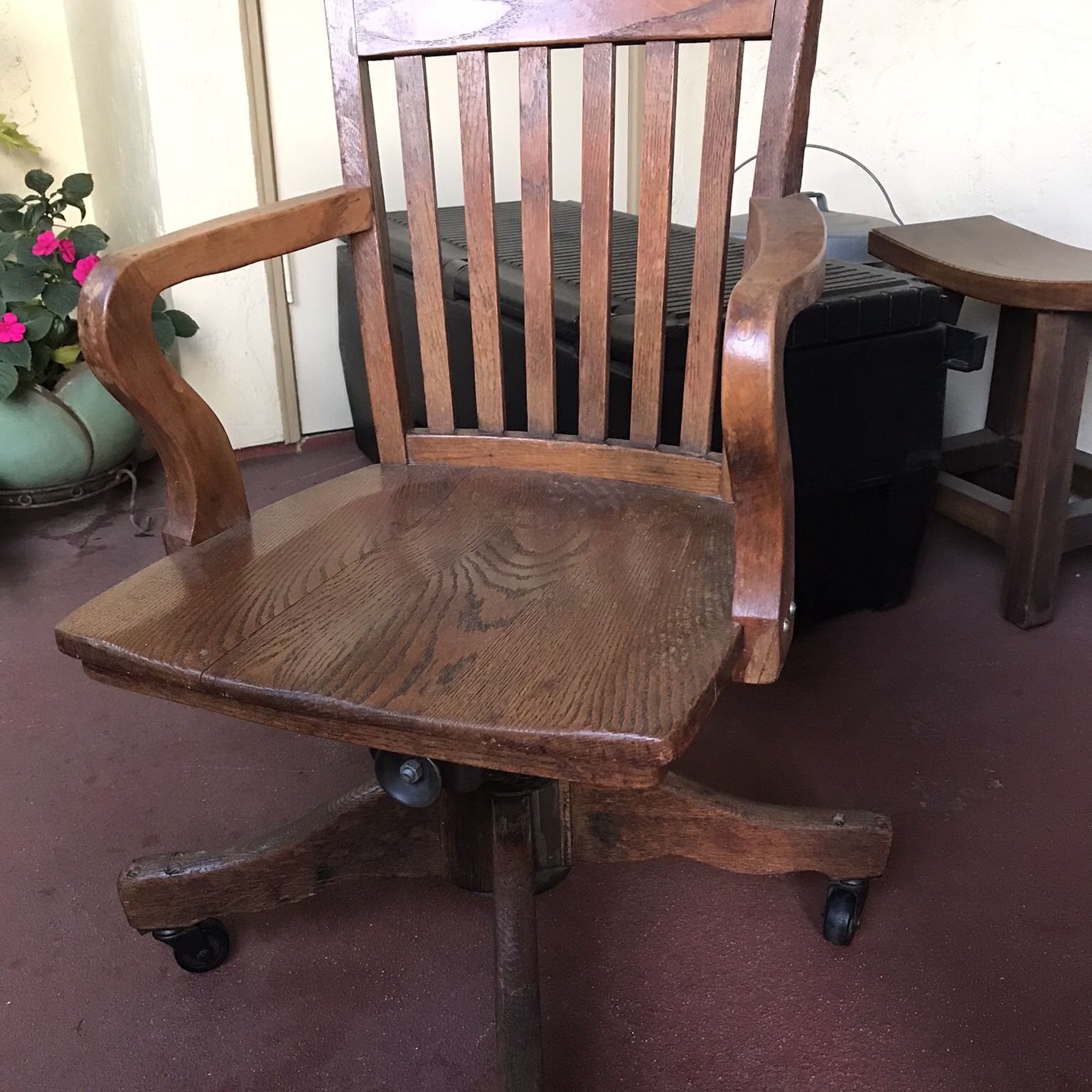 Antique oak desk chair