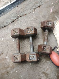 Still available 3 ea. 20# Dumbbells