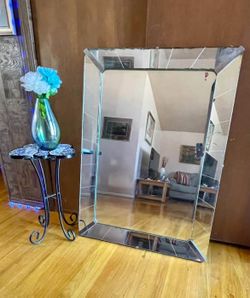 Mid‑Century Modern Beveled Mirror — 44” x 33” (1¼” Thick)