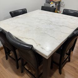 Marble Dining Room Table w/ Chairs 