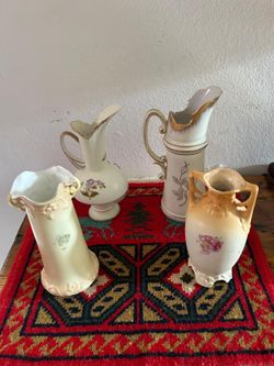 JARRONES ANTIGUO DE PORCELANA FILETEADA DIFERENTES MODELOS C/U
