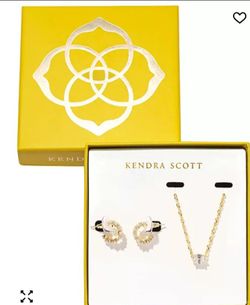 Kendra Scott gold necklace and earring set