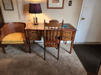 Wood Desk W Chair