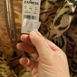 Brand New Express Leopard Print Ruffled Blouse  with Tags