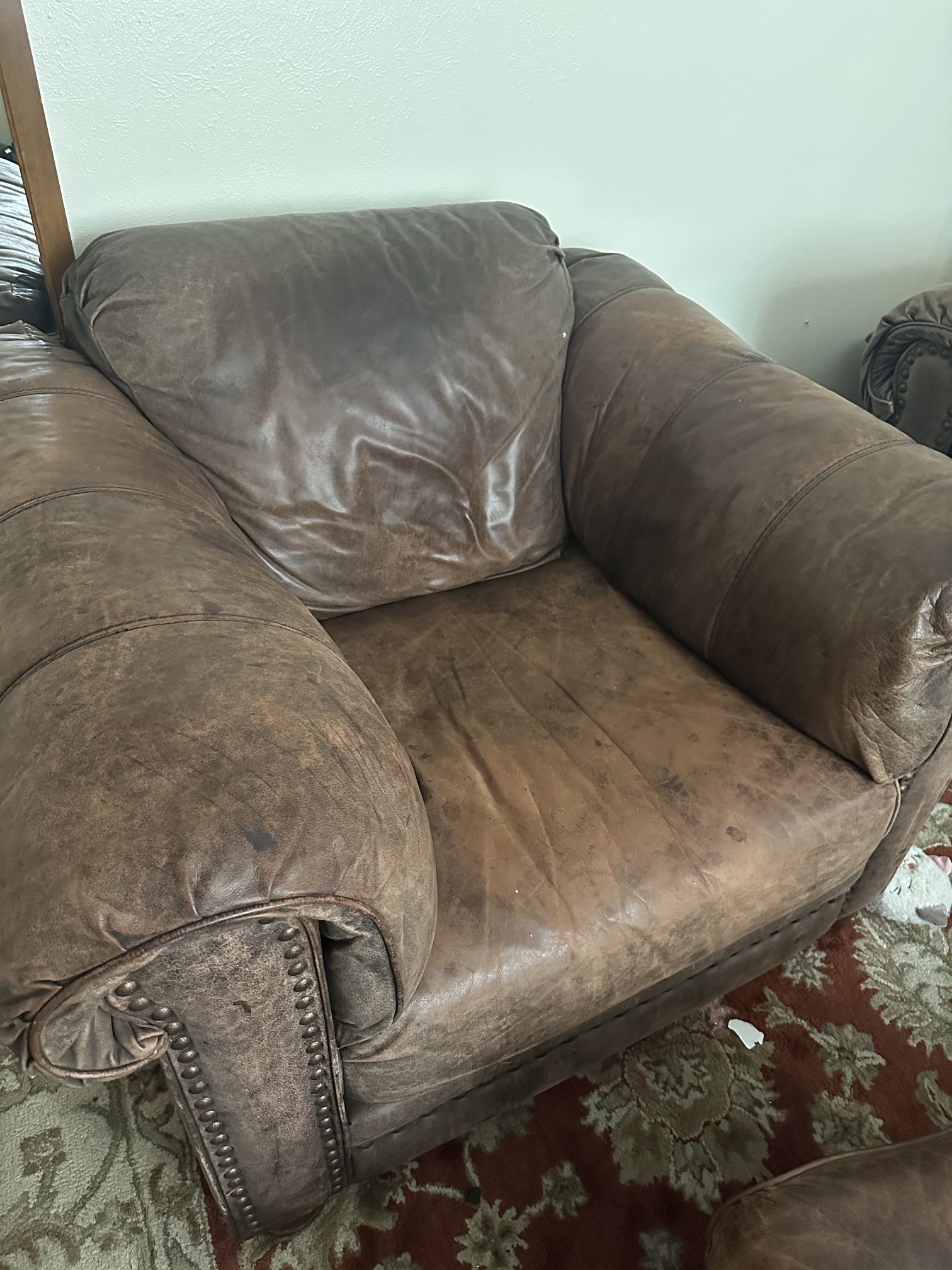 Nubuck Leather Single Sitter And Ottoman