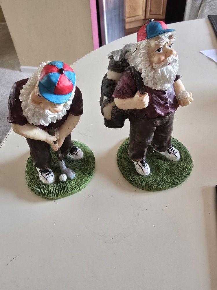 SANTA GOLFER FIGURINES SET OF 2