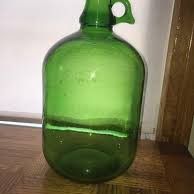 4 Vintage emerald Green Glass Jugs