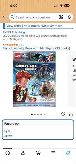 NEW LEGO Jurassic World activity book with mini figure