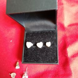 3 Pairs Of Diamonisse Diamond Heart Earrings