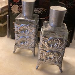 Vintage 1940s-50s Vanity Bottles silver H