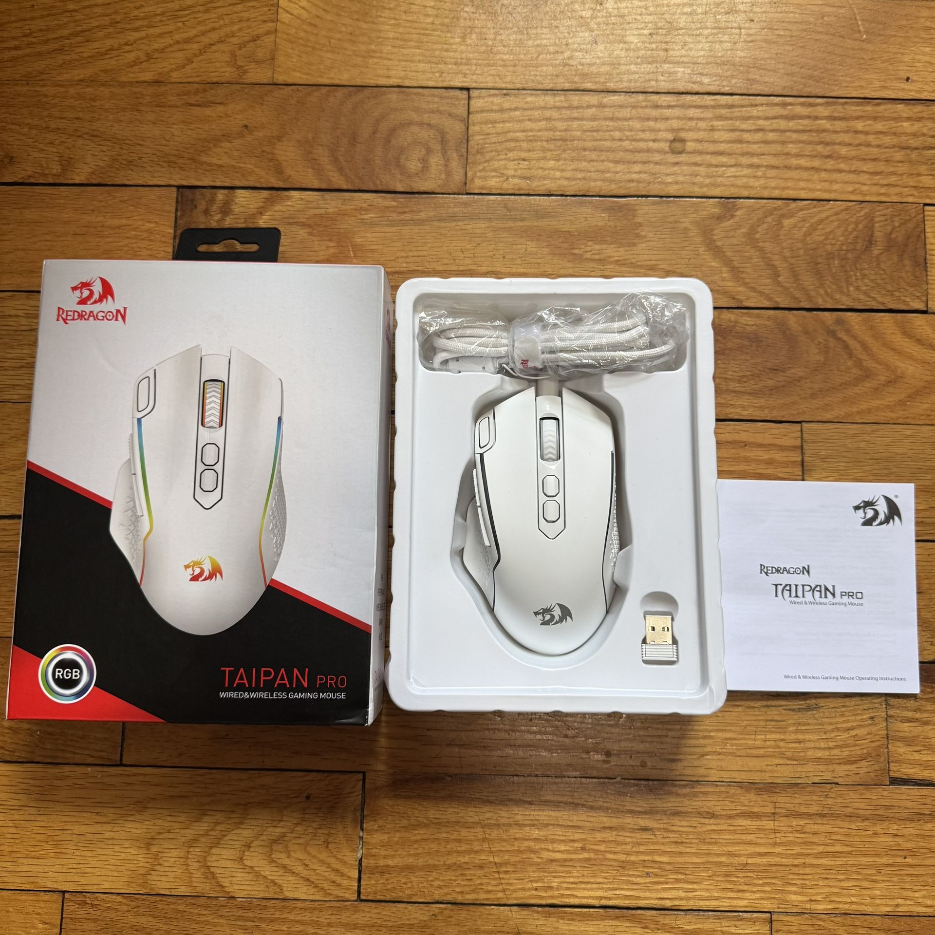 Redragon Taipan Pro (White) - Wire And Wireless Gaming Mouse - Desktop/Laptop