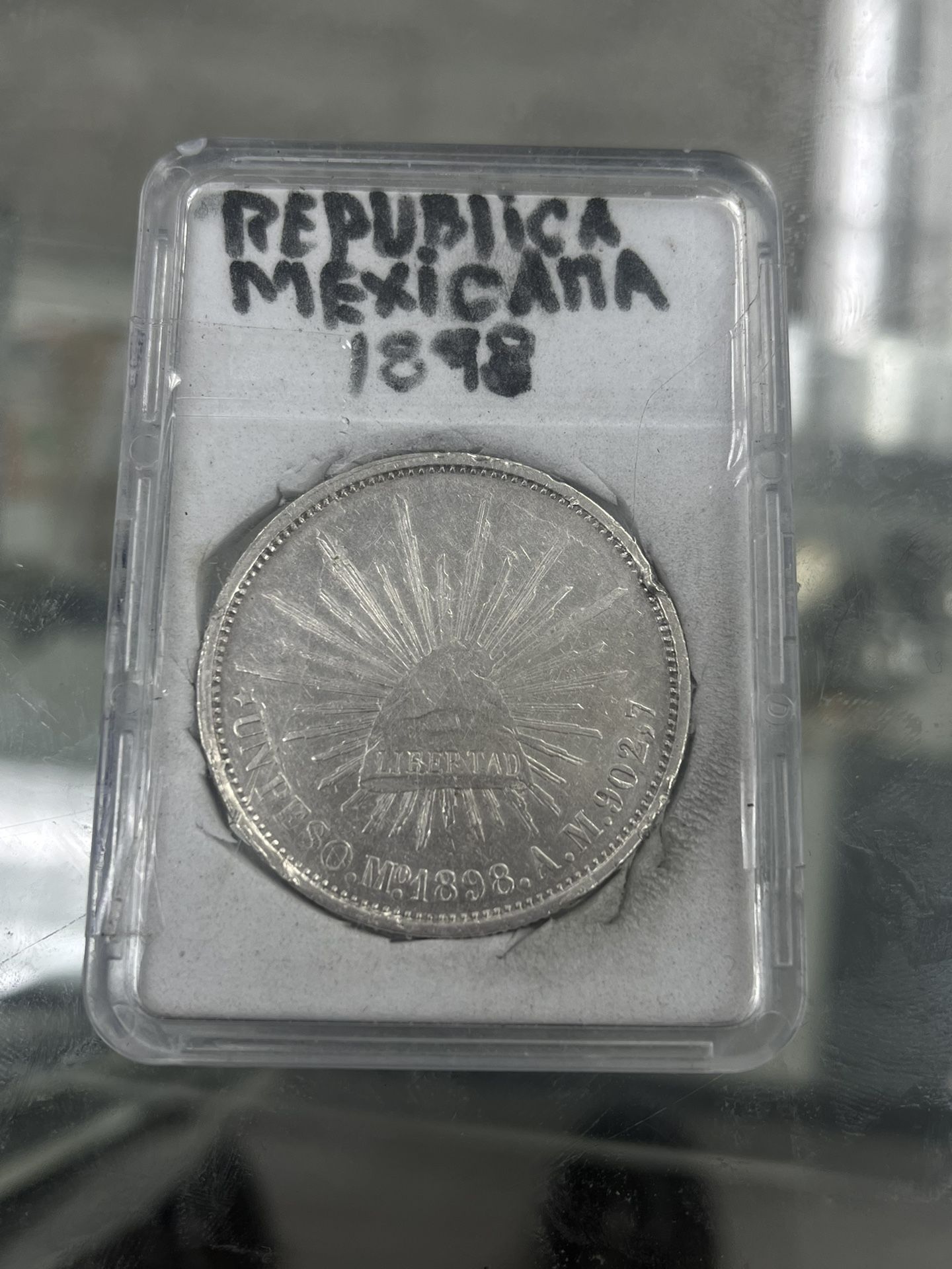 1898 Mexico Un Peso World Silver Coin Libertad Cap