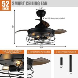 52-Inch Smart Ceiling Fan with Light