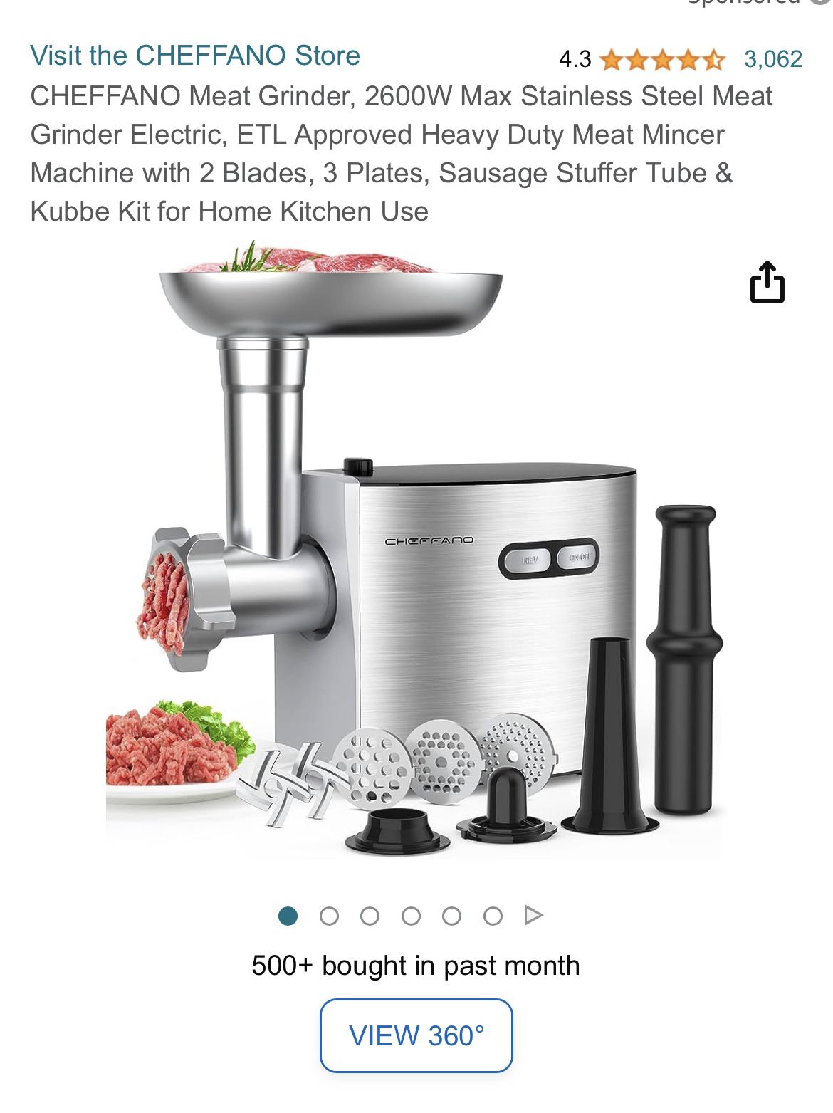 CHEFFANO Meat Grinder, 2600W Max Stainless Steel Meat Grinder Electric for  Sale in West Palm Beach, FL OfferUp