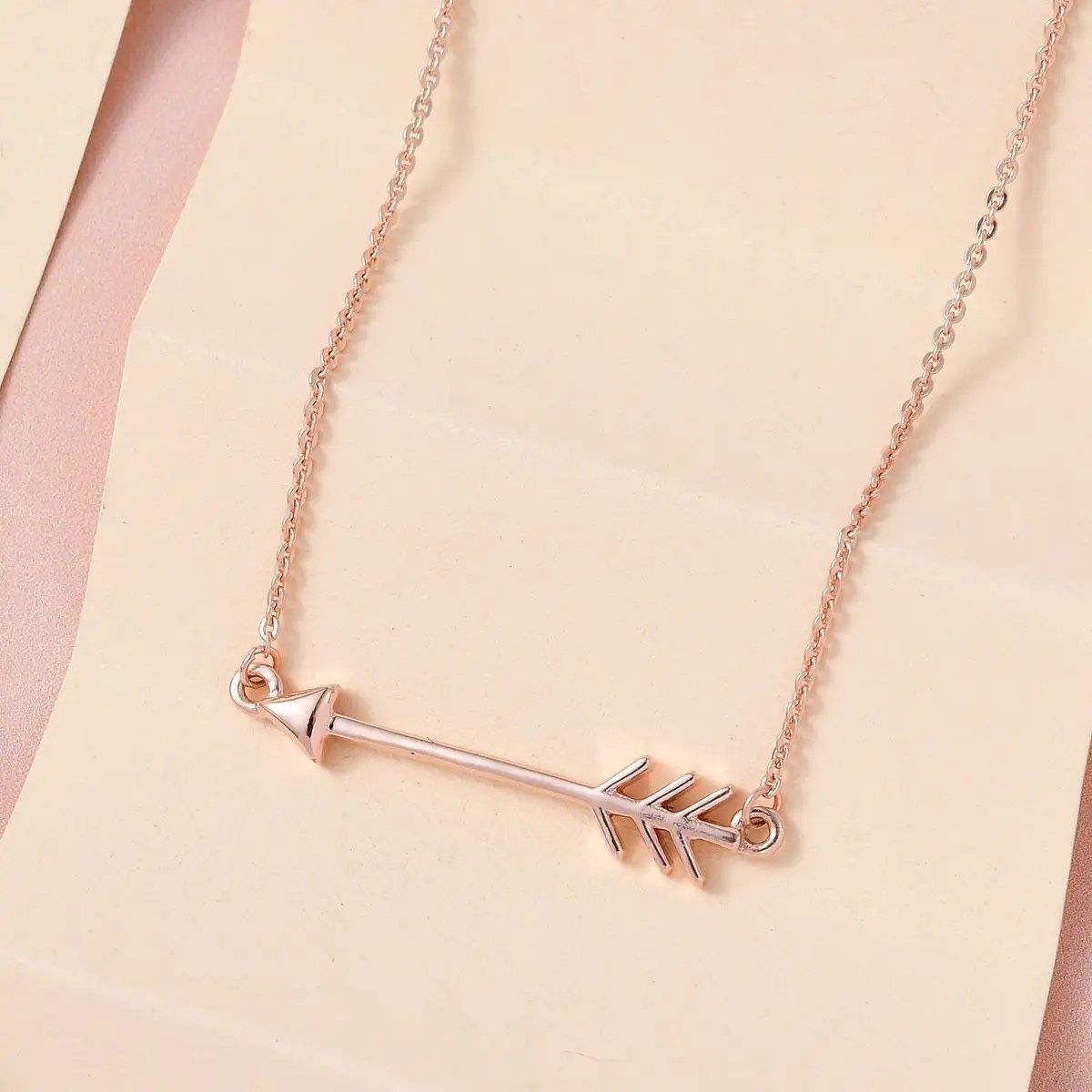 Arrow Vermeil Rose Gold Over Sterling Silver 18" Necklace, 2.85 Grams