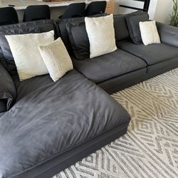 Cloud dupe - Black Air-leather Sectional Sofa