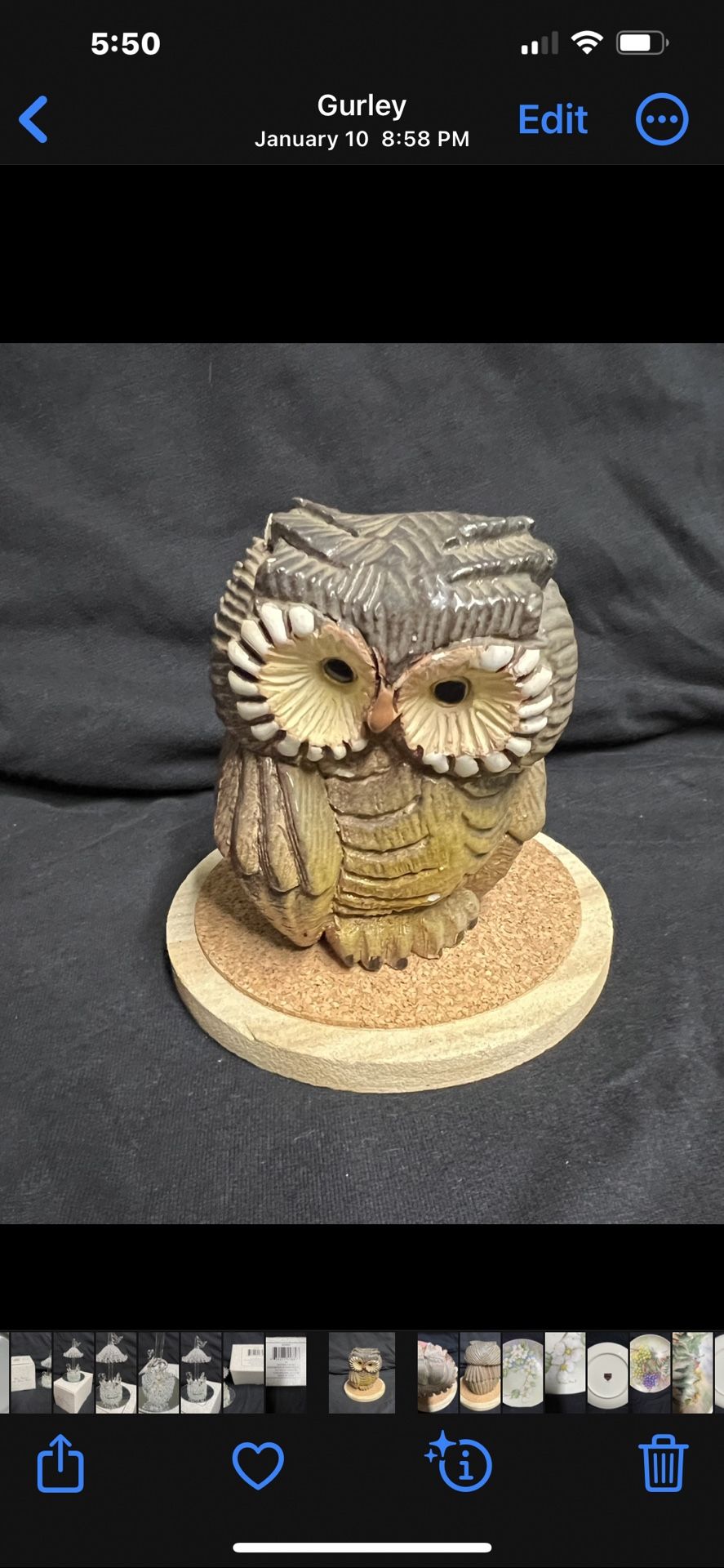 Vintage Signed Artesania Rinconada Owl