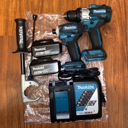 Makita 18v Brushless Impact Driver and Drill/Driver kit (2) 5.0 battery and charger 