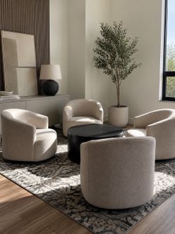 Taupe Boucle Accent Chairs