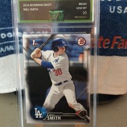 Los Angeles Dodgers Will Smith 2016 Bowman Draft #BD-84 Gen Mint 10.