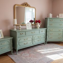 Vintage Broyhill Bamboo Bedroom Set 