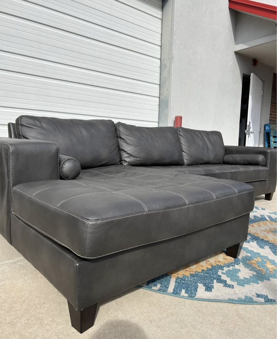 Nokomis Charcoal Sectional Couch (Free Delivery)