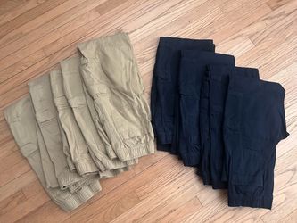 Boys School Uniform Pants - 9 Total ( 5 Khaki/ 4 Navy Blue) Size 16