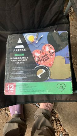 Wood heart and chalkboard