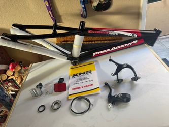 Free Agent Speedway Micro BMX bicycle frame in black and red.