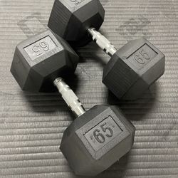 Hexagonal Dumbbells Rubber Brand New 65 Lbs