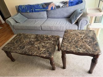 Wood/Synthetic Granite Coffee & Side Table