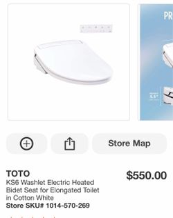 Shop TOTO KS6 Washlet Electric Heated Bidet Seat for Elongated Toilet in Cotton White