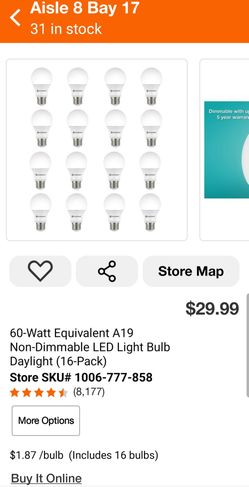 BRAND NEW NIB SEALED 16-Pack 60-Watt 840 Lumens A19 LED Light Bulbs